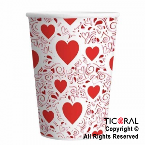 CORAZONES VASO 8 OZ x 8